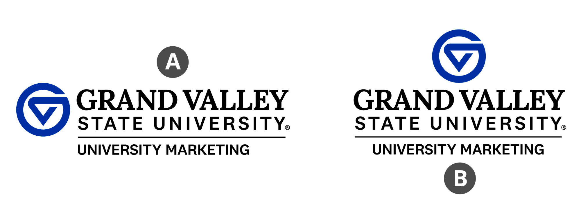A markleft University Marketing tertiary logo and a marktop University Marketing tertiary logo